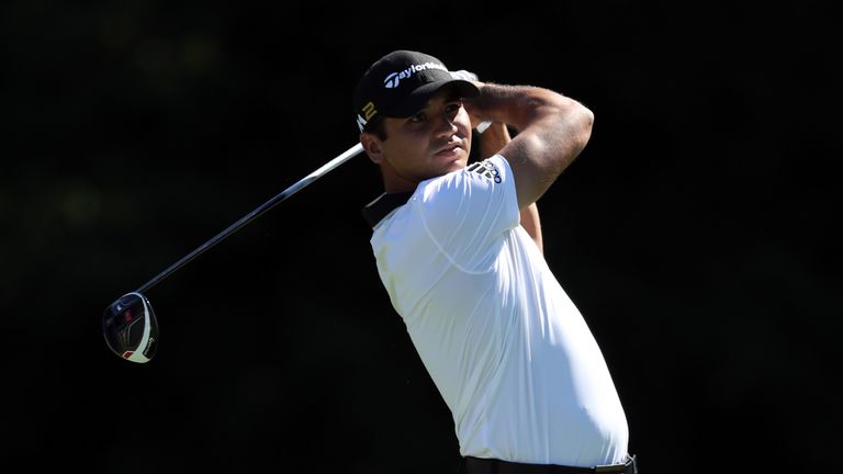  Jason Day plays his shot from the 14th tee during the first round of the Deutsche Bank Championship at TPC Boston 