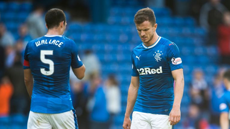 Rangers' Andy Halliday and Lee Wallace after their side were held at Ibrox