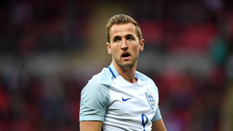 Harry Kane in action during the friendly between England and Portugal at Wembley