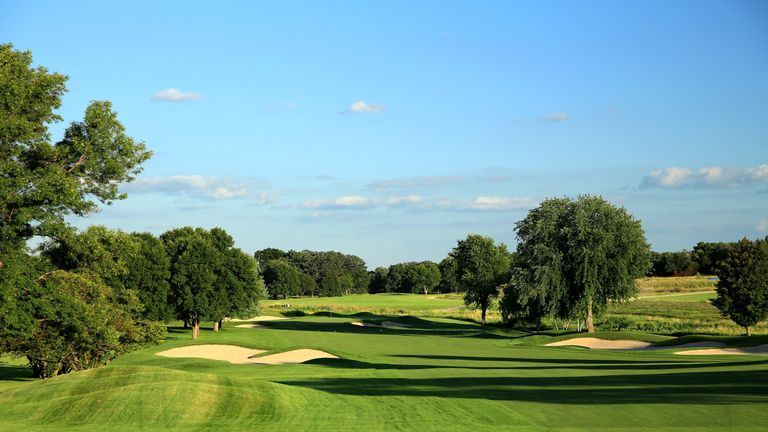 CHASKA, MN - AUGUST 11:  The 490 yards par 4, first hole at Hazeltine National Golf Club the host venue for the 2016 Ryder Cup Matches on August 11, 2015 i