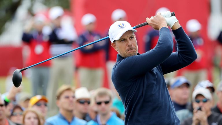 CHASKA, MN - SEPTEMBER 27: Henrik Stenson of Europe plays a shot during practice prior to the 2016 Ryder Cup at Hazeltine National Golf Club on September 2