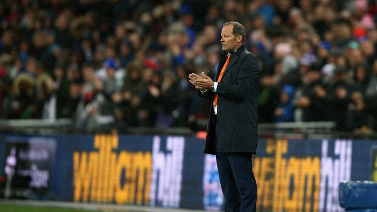 LONDON, ENGLAND - MARCH 29:  The Netherlands Coach Danny Blind looks on during the International Friendly match between England and Netherlands at Wembley 