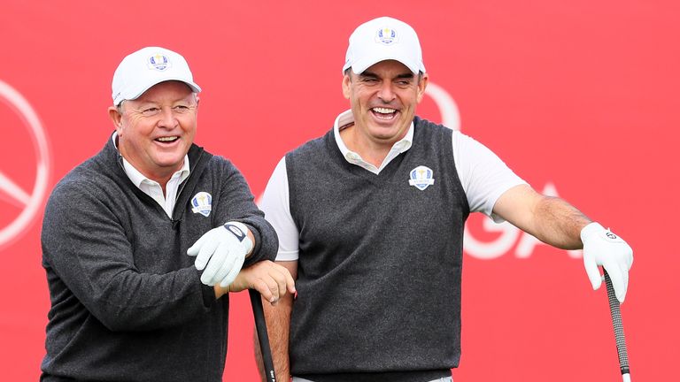 Ian Woosnam and Paul McGinley during the 2016 Ryder Cup Captains Matches at Hazeltine National