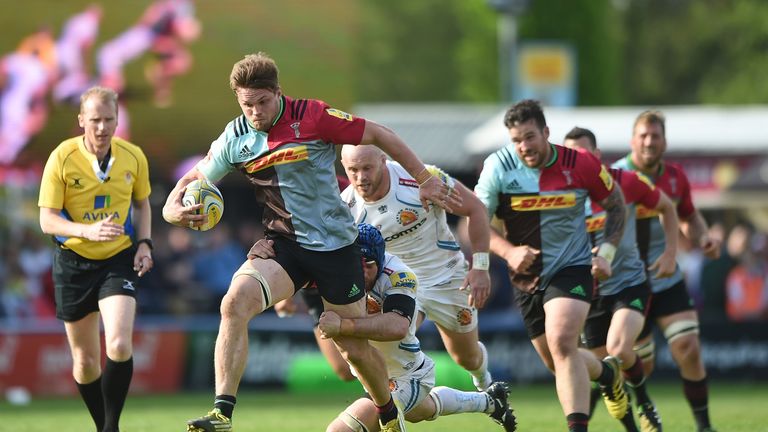 Jack Clifford of Harlequins in action during the Aviva Premiership match against Exeter Chiefs at Twickenham Stoop