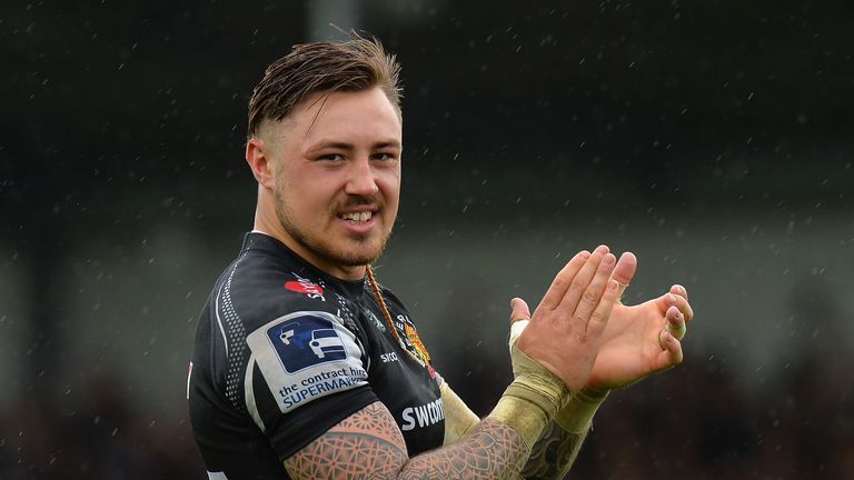 Jack Nowell of Exeter Chiefs celebrates reaching the Aviva Premiership Final in May 2016