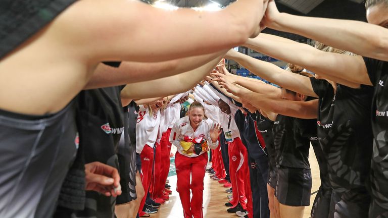 Clarke was given a guard of honour by the teams as she recorded cap number 129