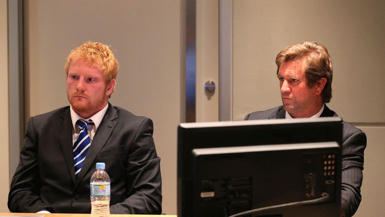 James Graham of the Canterbury Bulldogs and coach Des Hasler appear at the NRL judiciary at NRL Headquarters on October 4,