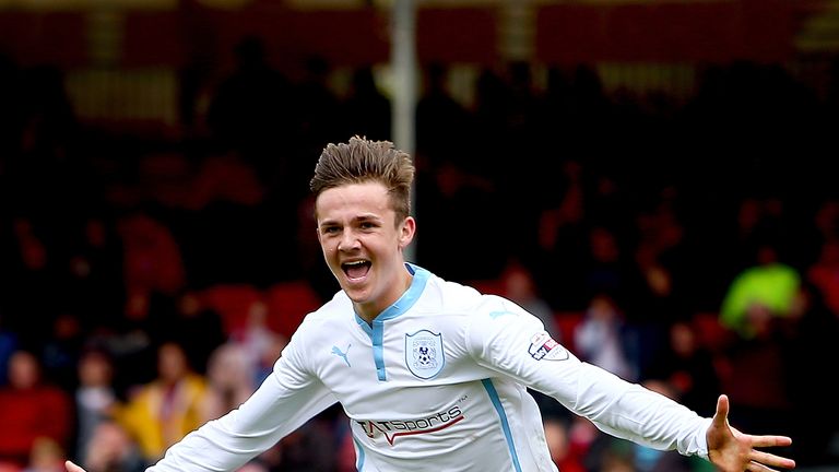 CRAWLEY, WEST SUSSEX - MAY 03:  James Maddison of Coventry celebrates after scoring to make it 2-1 during the Sky Bet League One match between Crawley Town