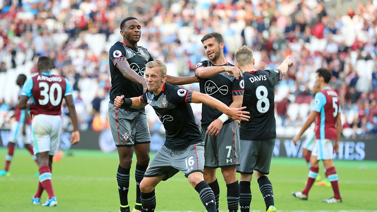 James Ward-Prowse goal celeb, West Ham v Southampton, Premier League