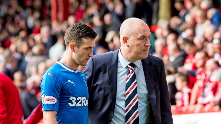 Rangers manager Mark Warburton with Holt after the Aberdeen game 