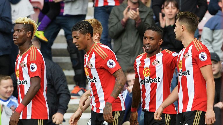 Jermain Defoe of Sunderland celebrates after scoring