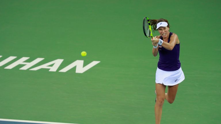 Johanna Konta beat Carla Suarez Navarro at the Wuhan Open 