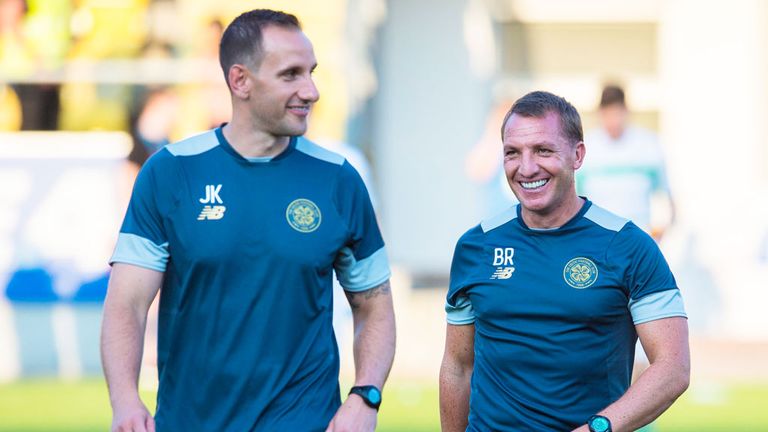 John Kennedy and Celtic boss Brendan Rodgers