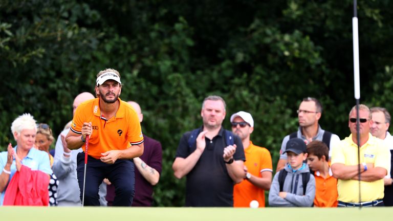 SPIJK, NETHERLANDS - SEPTEMBER 11:  Joost Luiten of the Netherlands watches his putt on the 5th green during the final round on day four of the KLM Open at