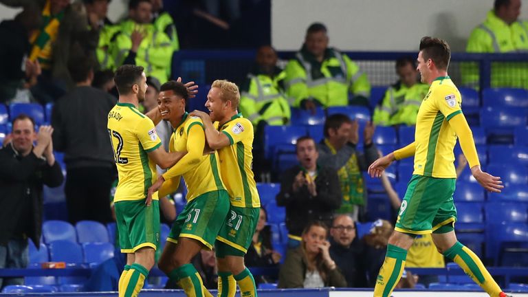 Josh Murphy goal celeb, Everton v Norwich City, Premier League