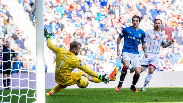 Rangers' Josh Windass sees his goal ruled out by the match officials