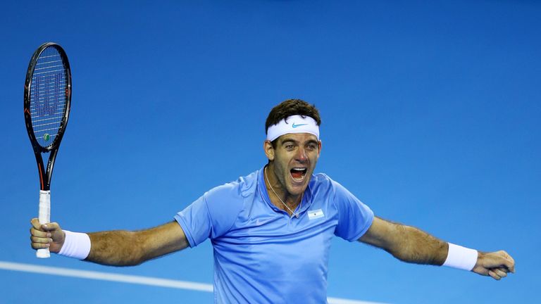 Juan Martin del Potro celebrates an epic success over Andy Murray