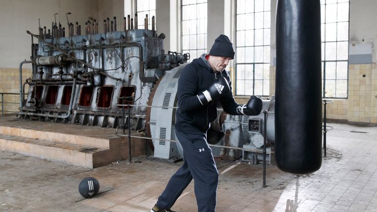 SCHWERIN, GERMANY - MARCH 02:  (EXCLUSIVE COVERAGE) WBA light heavyweight world champion Juergen Braehmer trains during a portrait session on March 2, 2016