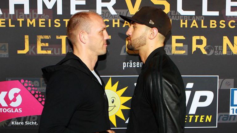Juergen Braehmer (left) and Nathan Cleverly (Pic Public Address)