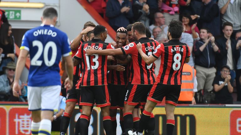 Junior Stanislas of AFC Bournemouth celebrates scoring his side's first goal