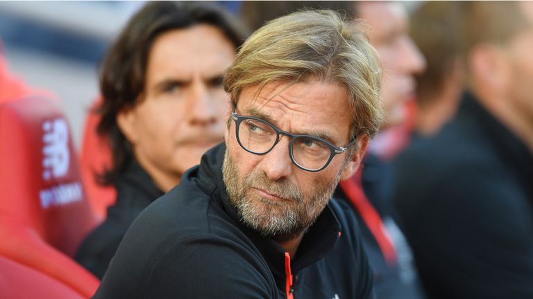 LIVERPOOL, ENGLAND - SEPTEMBER 10: Jurgen Klopp, Manager of Liverpool looks on during the Premier League match between Liverpool and Leicester City at Anfi