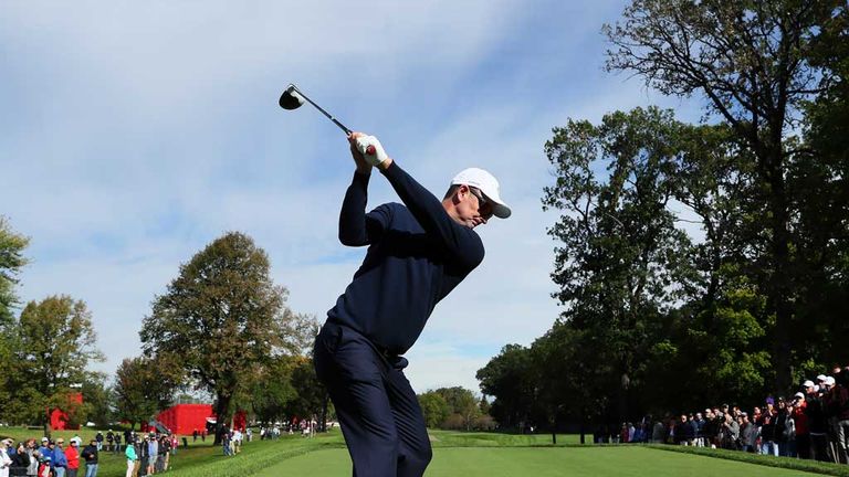 Justin Rose gets in some practice at Hazeltine ahead of this weekend's showdown