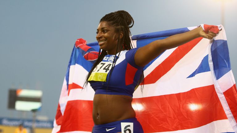  Kadeena Cox of Great Britain celebrates winning the Women's 100m T37 Final during the Evening Session on Day One of the IPC Athl