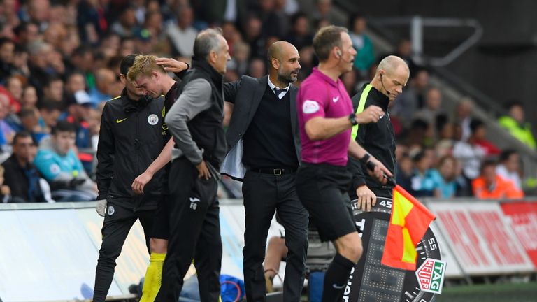 Pep Guardiola now faces an anxious wait to see if De Bruyne will be fit to play Celtic this week