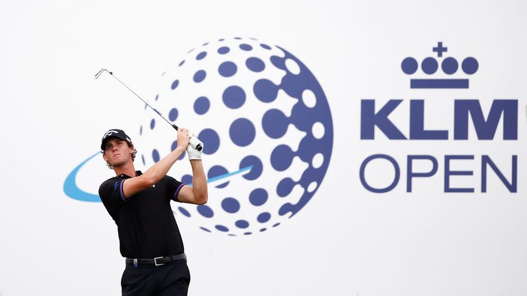 ZANDVOORT, NETHERLANDS - SEPTEMBER 13:  Thomas Pieters of Belgium hits his tee shot on the 15th hole during the KLM Open Final Round held at Kennemer G & C