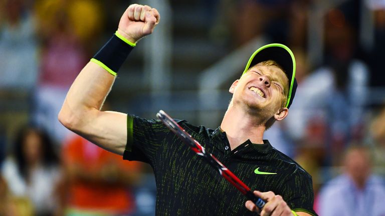 Kyle Edmund celebrates his win over John Isner in the third round of the US Open