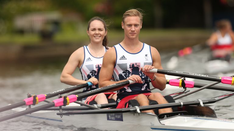 Laurence Whiteley and Lauren Rowles during the ParalympicsGB Rowing team announcement.