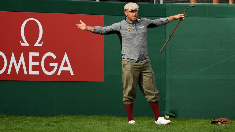 Lee Westwood during the 'Turn Back Time Golf Challenge' 