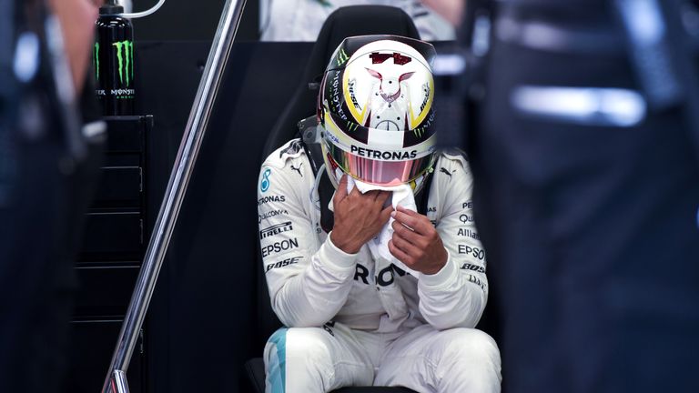 Lewis Hamilton during a practice session ahead of the Singapore Grand Prix