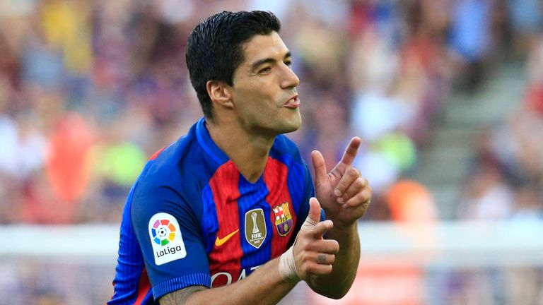 Luis Suarez has reached 100 appearances for Barcelona in all competitions