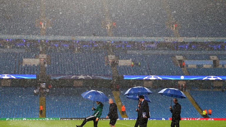 Heavy rain forced the postponement of Manchester City's Champions League tie against Borussia Monchengladbach