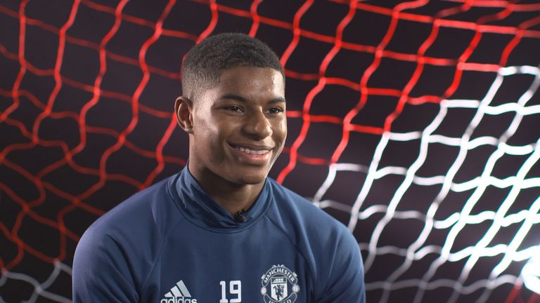 Manchester United forward Marcus Rashford gives his first extended TV interview to Sky Sports' Geoff Shreeves 