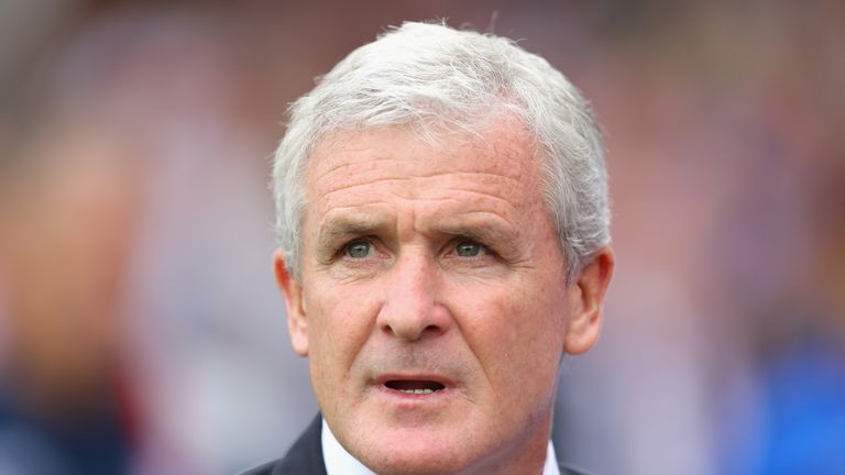 LONDON, ENGLAND - SEPTEMBER 18:  Mark Hughes, Manager of Stoke City looks on during the Premier League match between Crystal Palace and Stoke City at Selhu