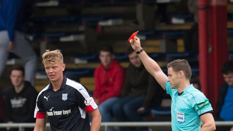 Dundee's Mark O'Hara sees red after getting his second yellow card