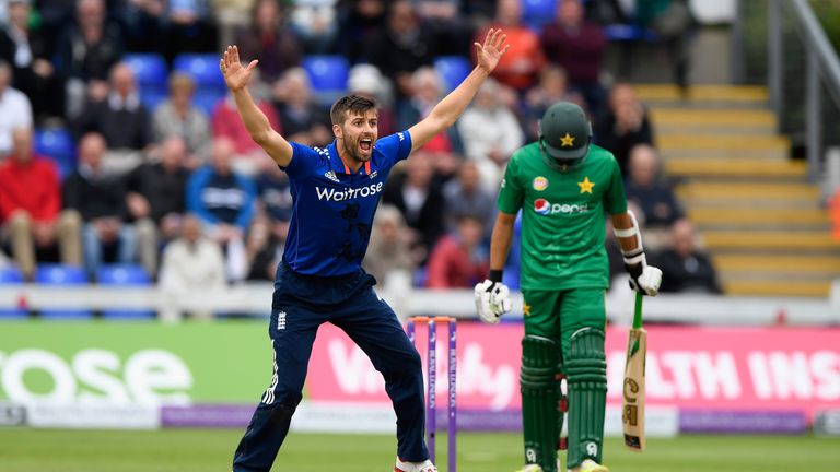 Mark Wood appeals for the wicket of Azhar Ali, his second scalp in three balls