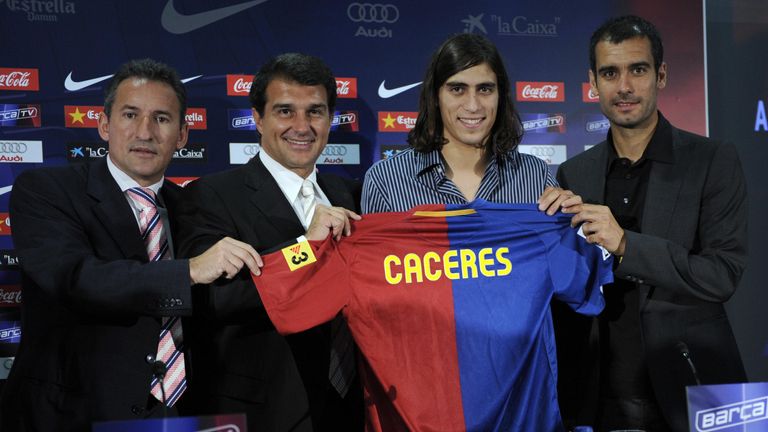 Martin Caceres signed for Barcelona from Villarreal in 2008