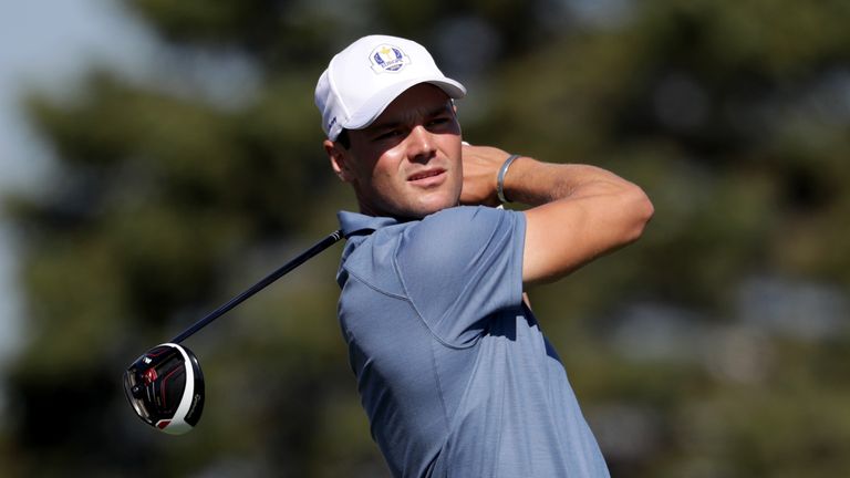 CHASKA, MN - SEPTEMBER 30: Martin Kaymer of Europe hits off the third tee during afternoon fourball matches of the 2016 Ryder Cup at Hazeltine National Gol