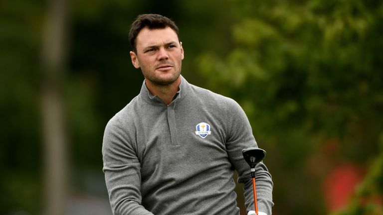 Martin Kaymer of Europe plays a shot during practice prior to the 2016 Ryder Cup at Hazeltine National Golf Club