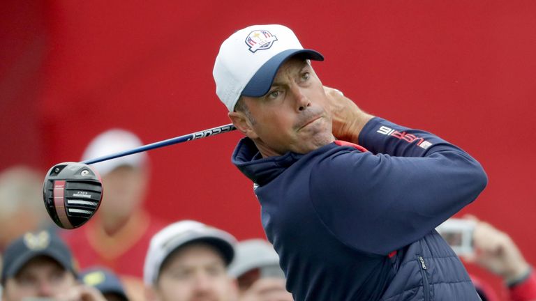CHASKA, MN - SEPTEMBER 28:  Matt Kuchar of the United States plays a shot during practice prior to the 2016 Ryder Cup at Hazeltine National Golf Club on Se