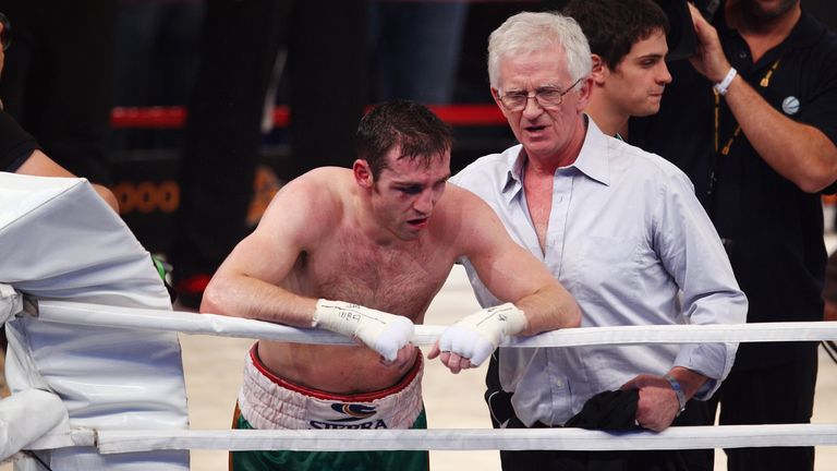 Matthew Macklin of Ireland reacts after his WBA middleweight world championship points loss against Felix Sturm on June 25, 2011.