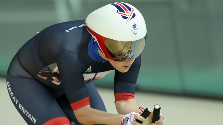 RIO DE JANEIRO, BRAZIL - SEPTEMBER 08:  Megan Giglia of Great Britain compets during womens C1-2-3 3000m individual pursuit track cycling on day 1 of the R