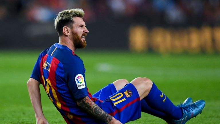 Leo Messi ha rimediato una lesione all'adduttore della coscia destra nel match contro l'Atletico Madrid (foto getty)
