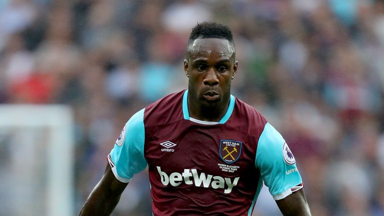 LONDON, ENGLAND - SEPTEMBER 10:  Michail Antonio of West Ham in action during the Premier League match between West Ham United and Watford at the Olympic S