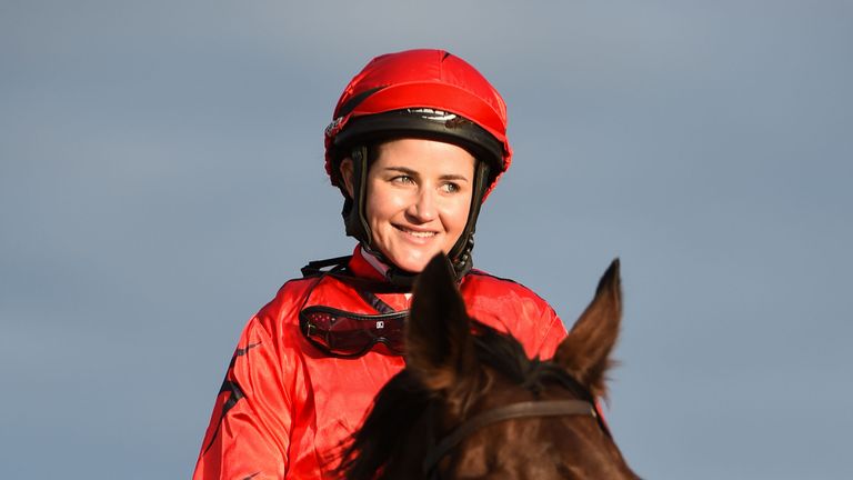 WARRNAMBOOL, AUSTRALIA - MAY 04:  Michelle Payne riding Decoupez after finishing runner up in Race 10 during Brierly Day at Warrnambool Race Club on May 4,