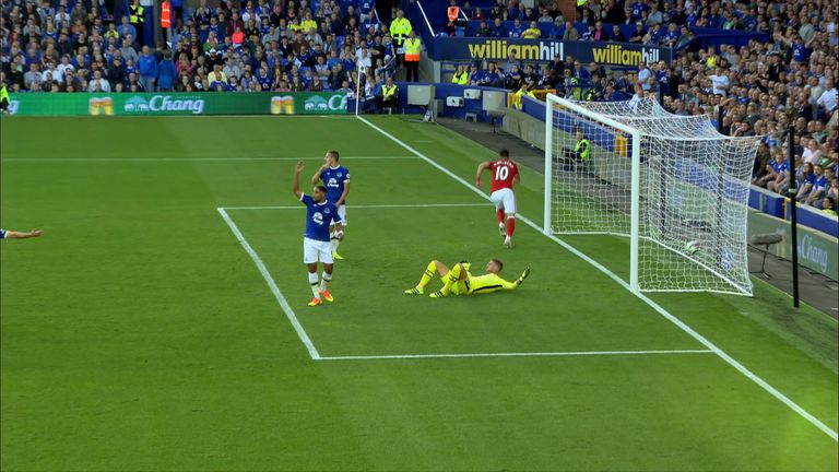 Alvaro Negredo scores for Middlesbrough to open the scoring against Everton in the Premier League.