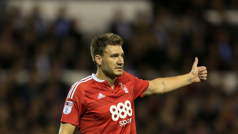 Nottingham Forest's Nicklas Bendtner in action during the EFL Cup, Third Round match v Arsenal at the City Ground, Nottingham